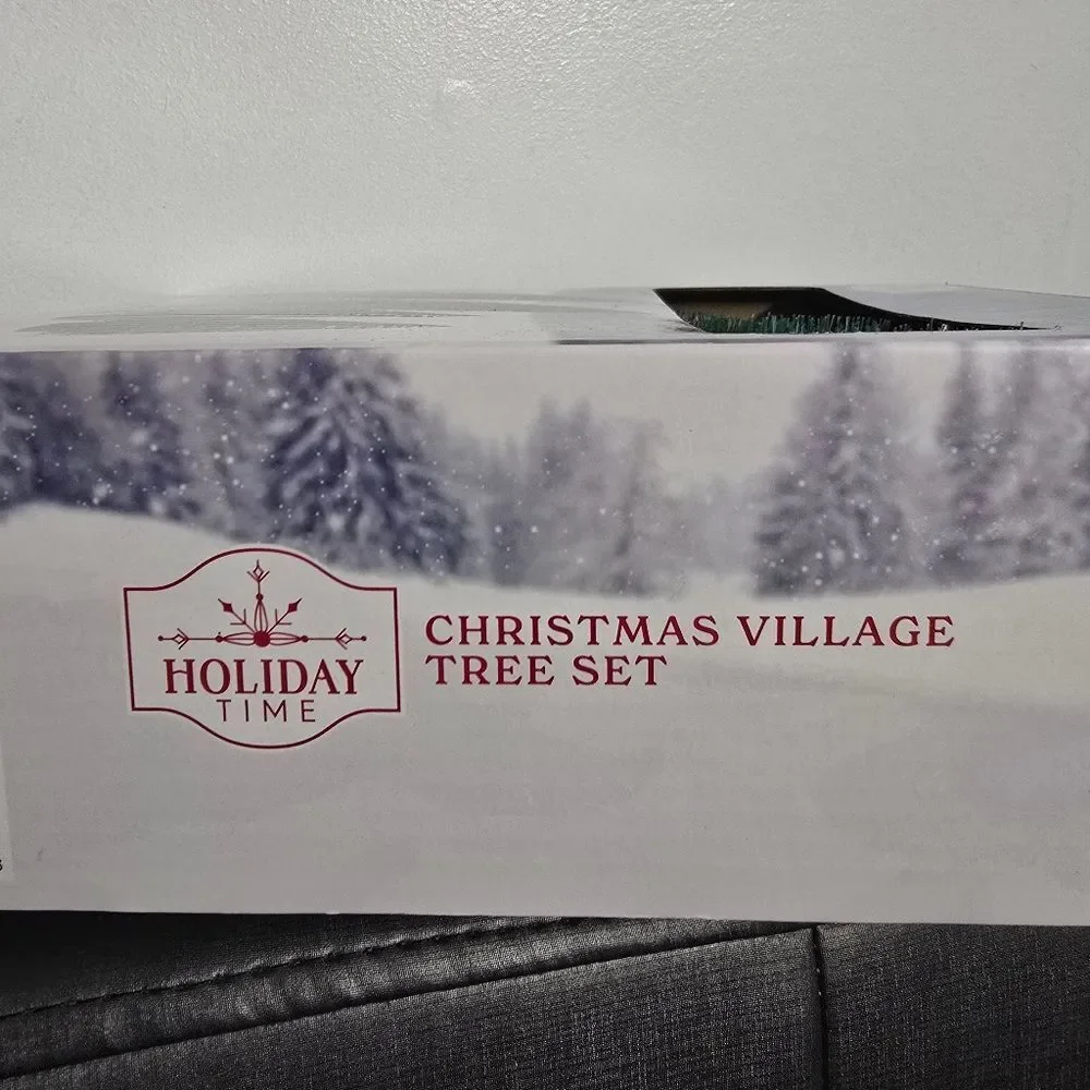 Holiday Time 16 Pieces Christmas Village Bottlebrush Tree Set Various Sizes New
